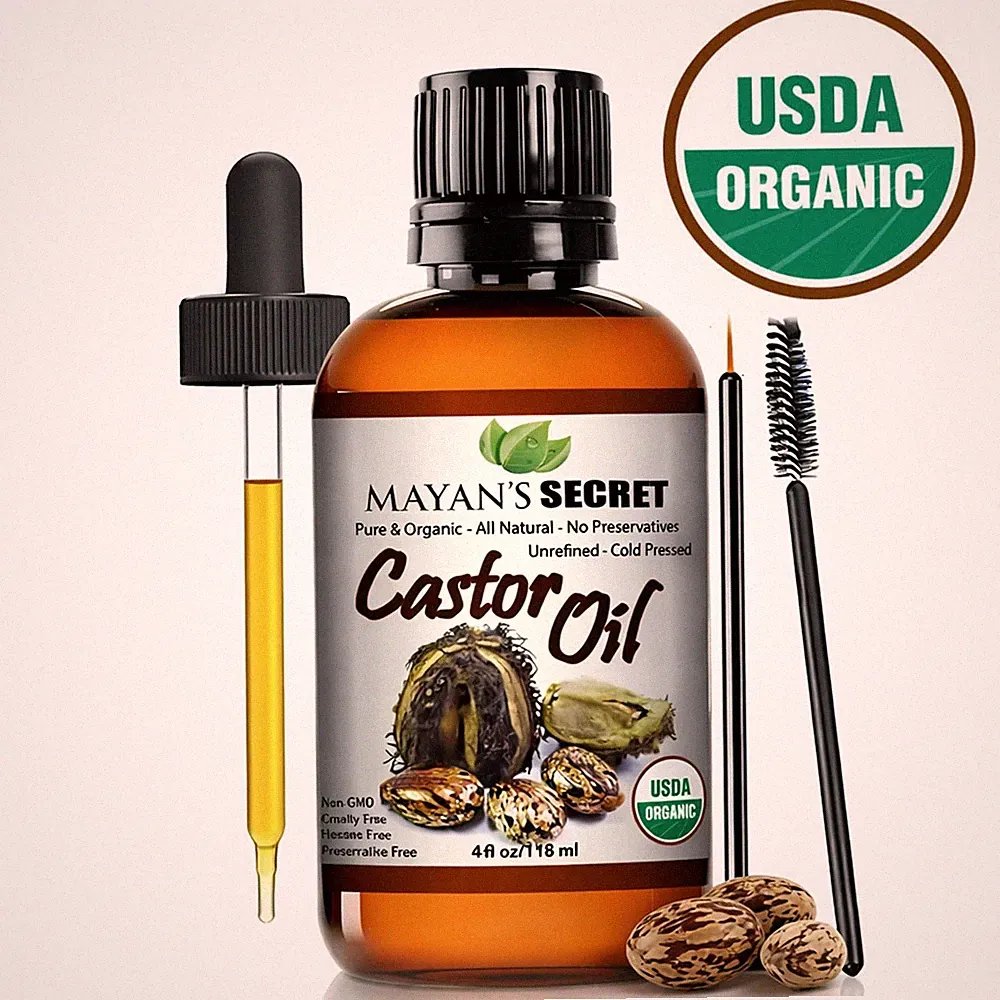 Mayan's Secret Organic Castor Oil 4 oz Cold Pressed Hair Eyelash Eyebrow Growth